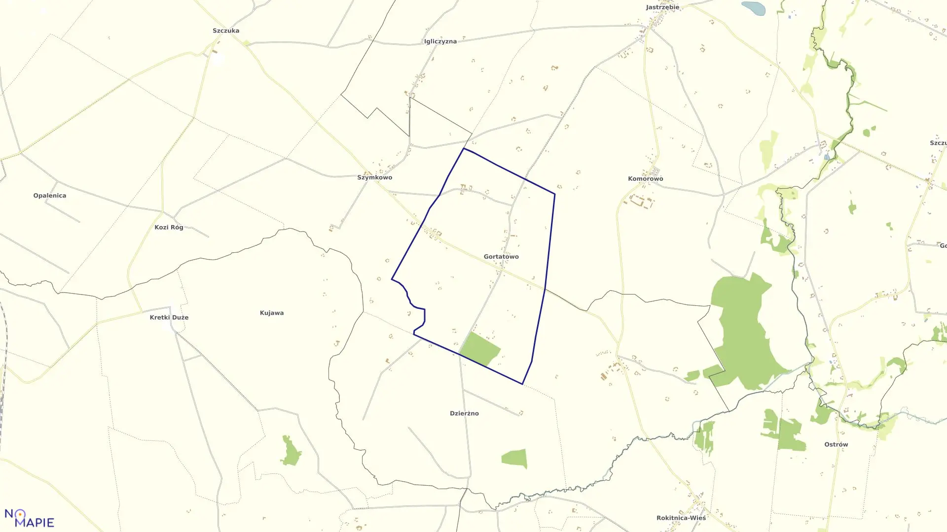 Mapa obrębu GORTATOWO w gminie Brodnica