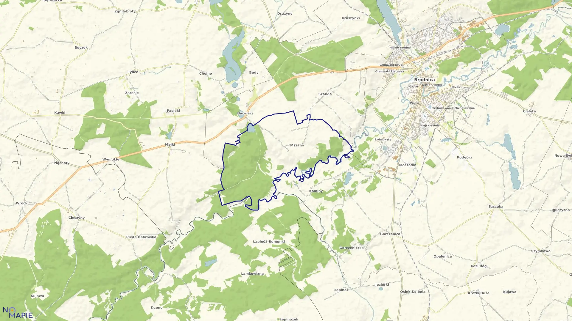 Mapa obrębu MSZANO w gminie Brodnica